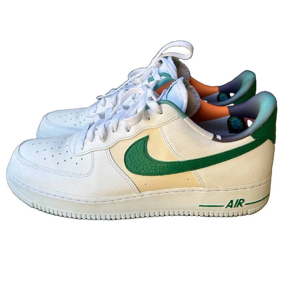 Nike Air Force 1 '07 LV8 EMB Athletic Shoes White Men's 12 Malachite DM0109-100